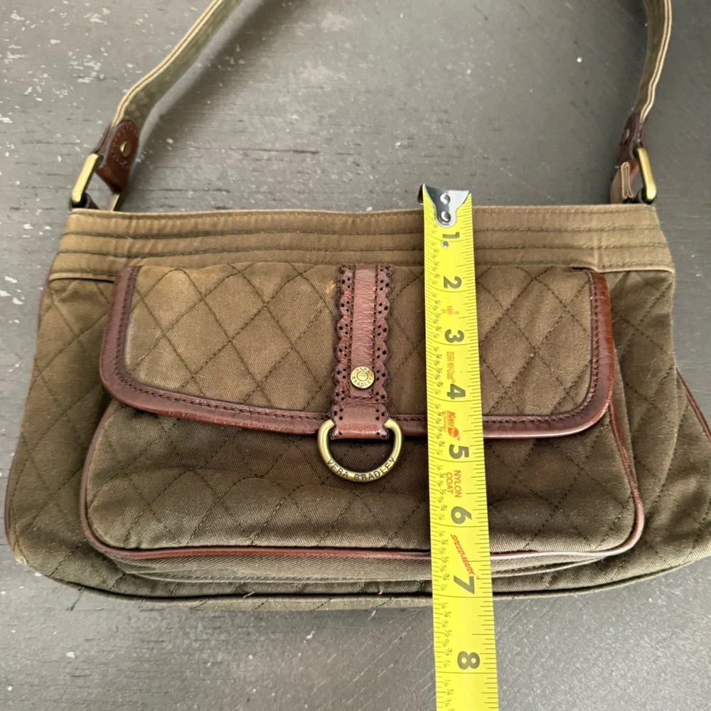 Vera Bradley Middleton Olive Khaki Quilted Shoulder Bag Satchel Set Rare Y2K